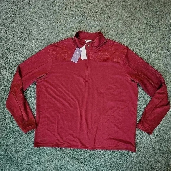 Cutter & Buck Men's XXL 1/2 Zip Pullover CB DryTec Burgundy Geo Long Sleeve NWT - Picture 2 of 10